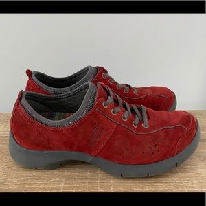 Dansko Elisa Red Suede Athletic Oxford Sneakers